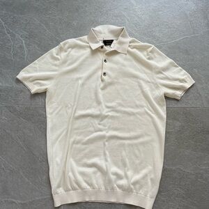 MASSIMO DUTTI MENS REGULAR FIT COTTON KNIT POLO SHIRT MEDIUM CREAM